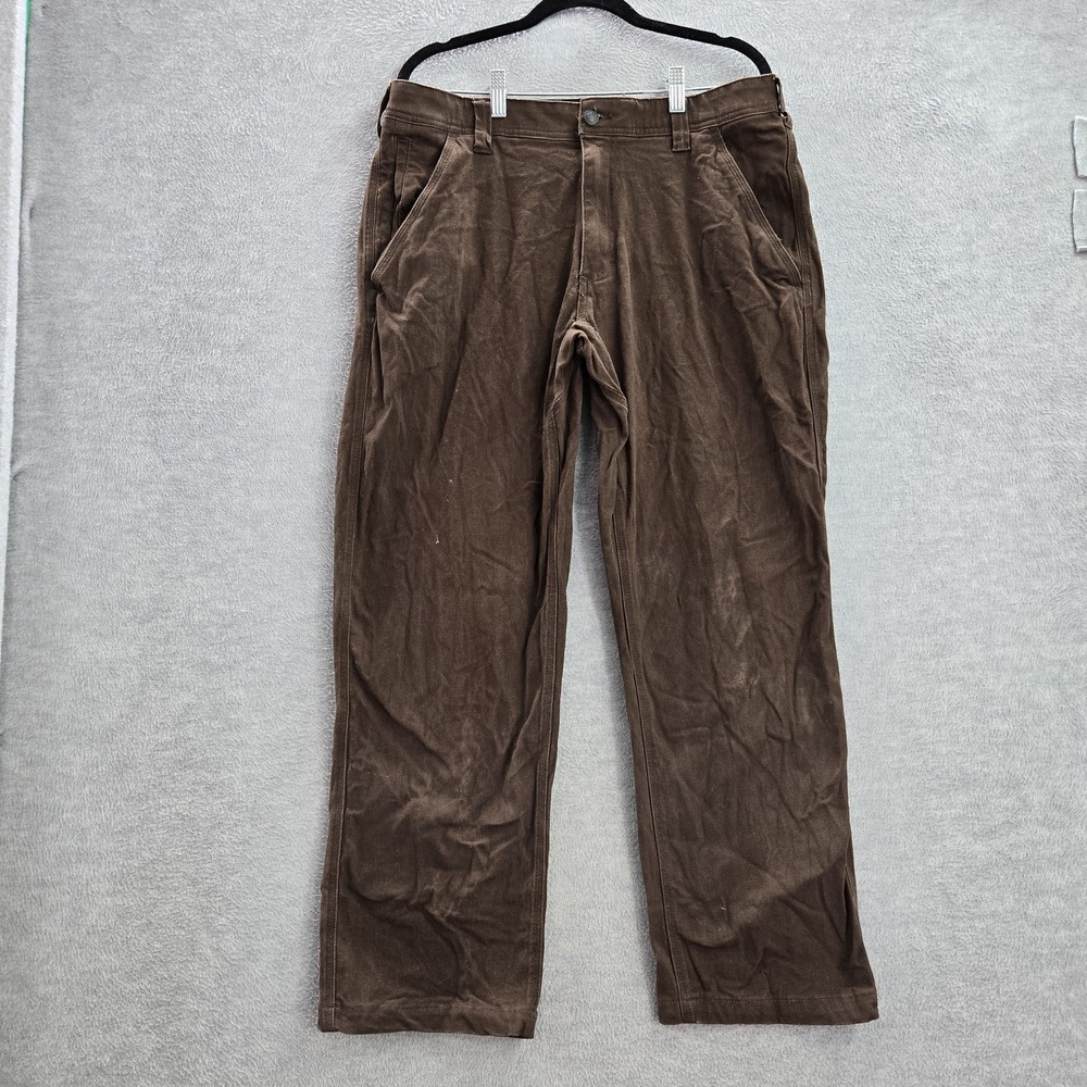 CAT Men Pants 34X34‎ Brown Chino Canvas Workwear Logo 29" Inseam